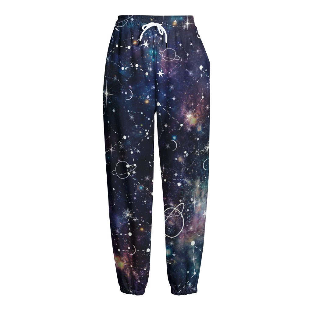 Constellation Galaxy Space Print Fleece Lined Knit Pants