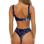 Constellation Galaxy Space Print Front Bow Tie Bikini
