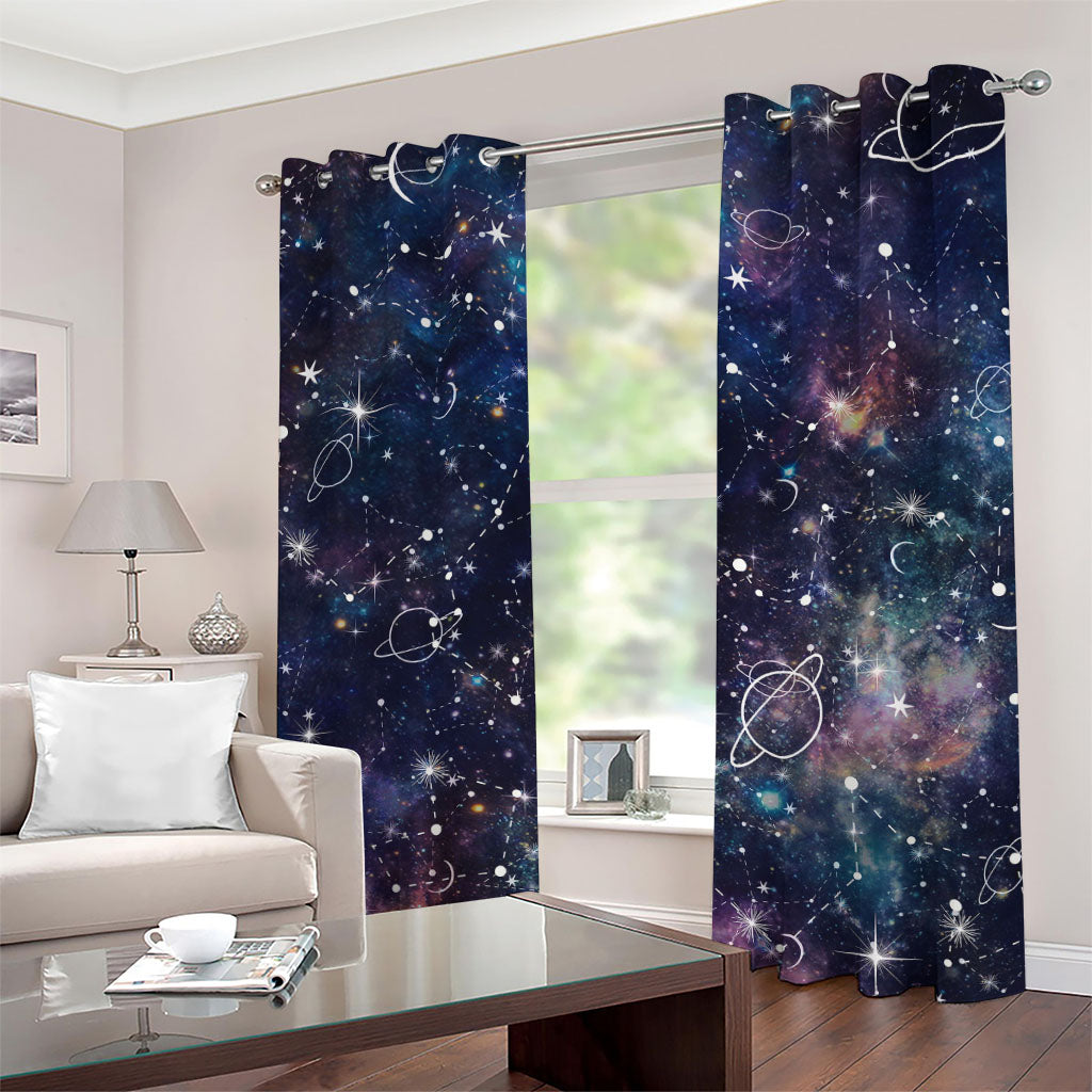 Constellation Galaxy Space Print Grommet Curtains