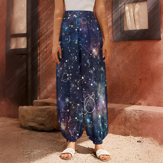 Constellation Galaxy Space Print Harem Pants