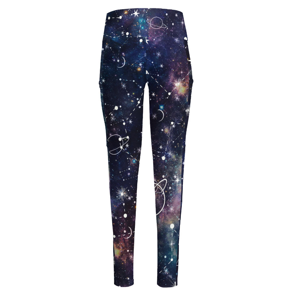 Constellation Galaxy Space Print High-Waisted Pocket Leggings