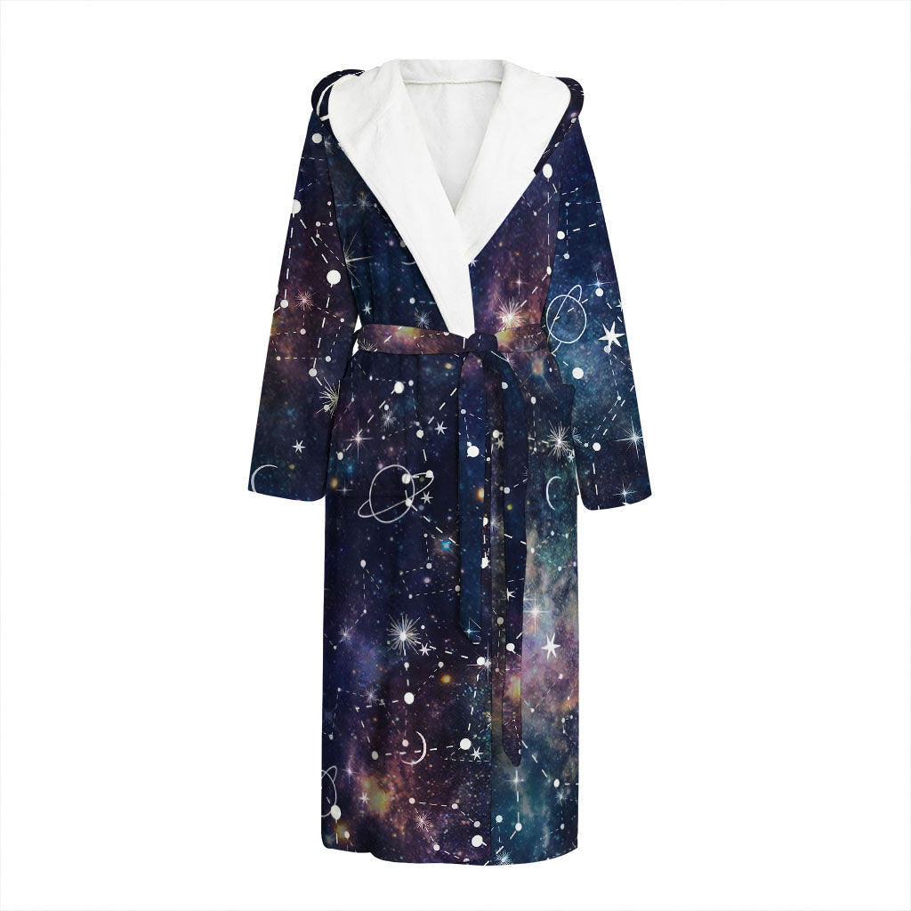 Constellation Galaxy Space Print Hooded Bathrobe