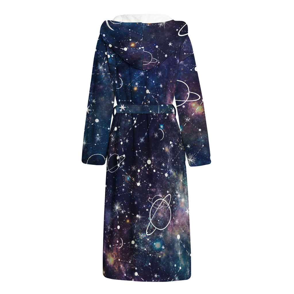 Constellation Galaxy Space Print Hooded Bathrobe