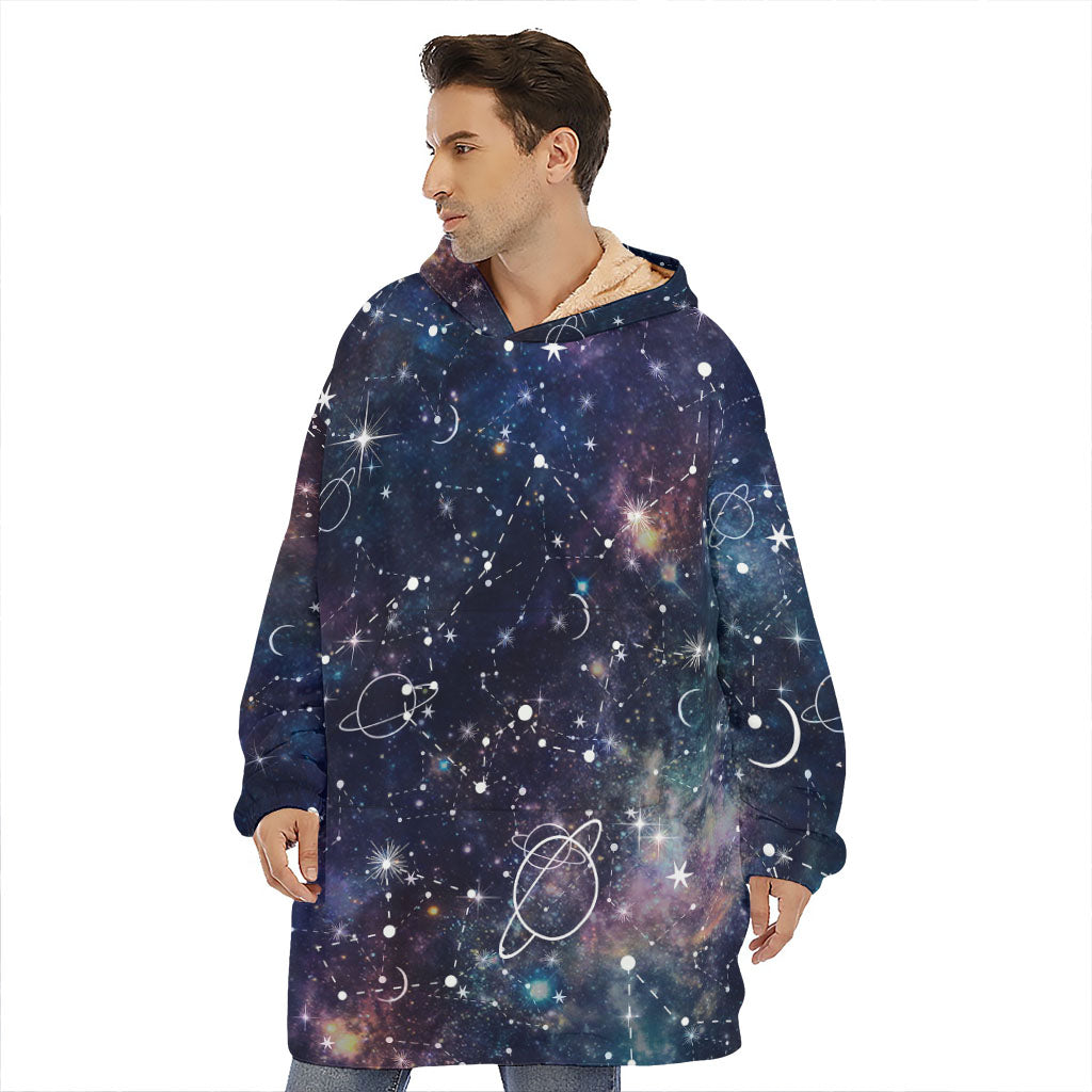 Constellation Galaxy Space Print Hoodie Blanket