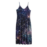 Constellation Galaxy Space Print Jersey Midi Cami Dress