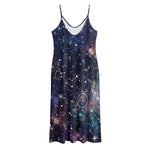 Constellation Galaxy Space Print Jersey Midi Cami Dress