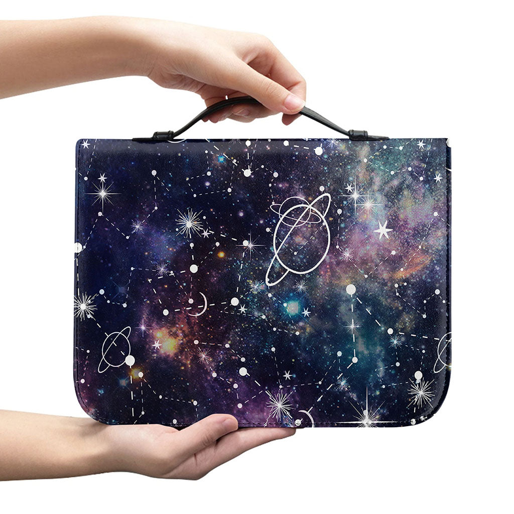 Constellation Galaxy Space Print Leather Bible Cover