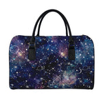 Constellation Galaxy Space Print Leather Duffle Bag