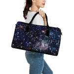 Constellation Galaxy Space Print Leather Duffle Bag
