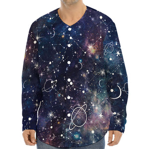 Constellation Galaxy Space Print Long Sleeve Baseball Jersey