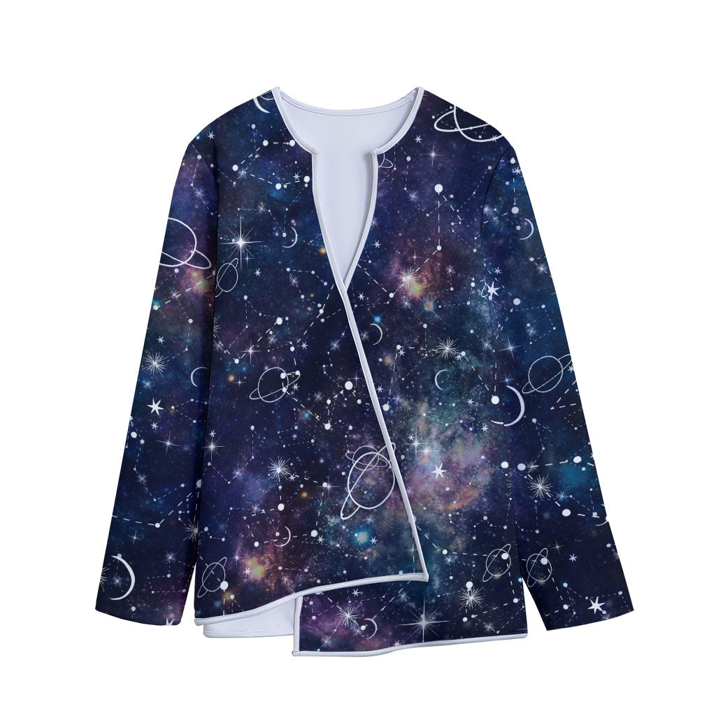 Constellation Galaxy Space Print Long Sleeve Short Coat