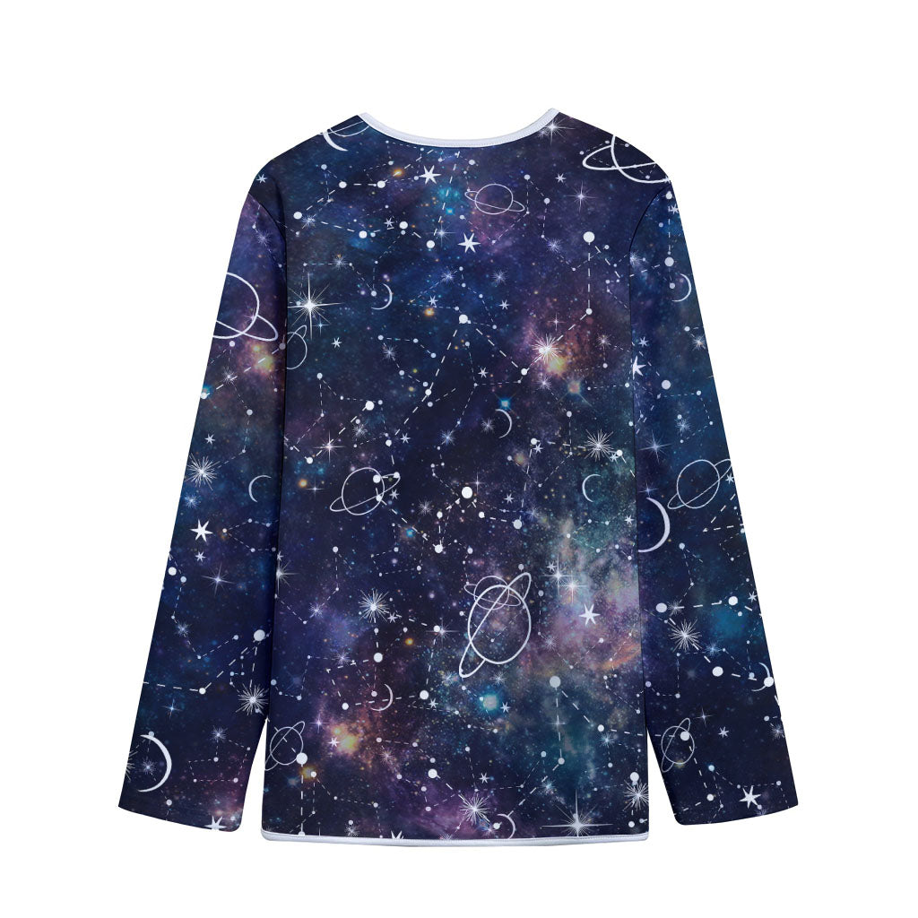 Constellation Galaxy Space Print Long Sleeve Short Coat