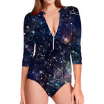 Constellation Galaxy Space Print Long Sleeve Swimsuit