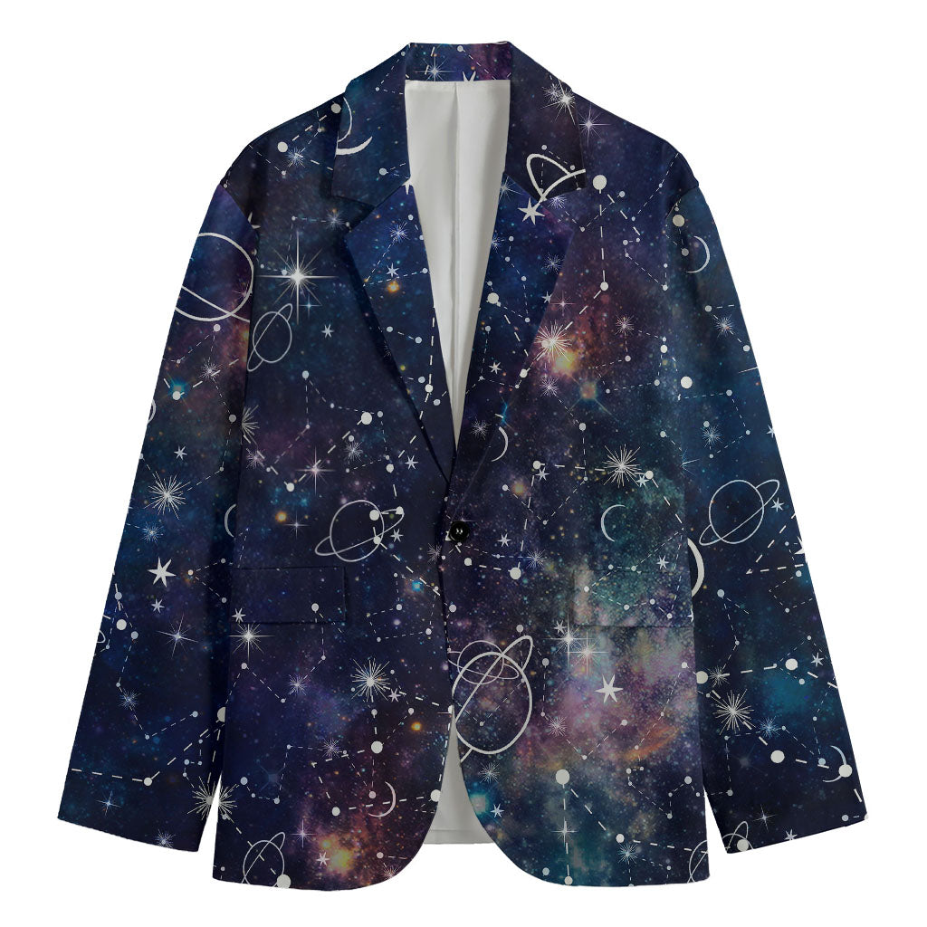 Constellation Galaxy Space Print Men's Blazer