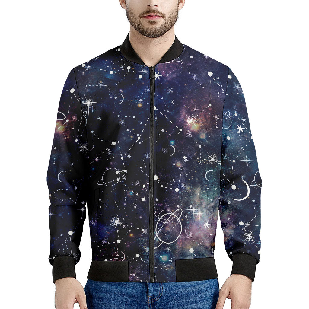 Constellation Galaxy Space Print Men's Bomber Jacket