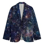 Constellation Galaxy Space Print Men's Cotton Blazer
