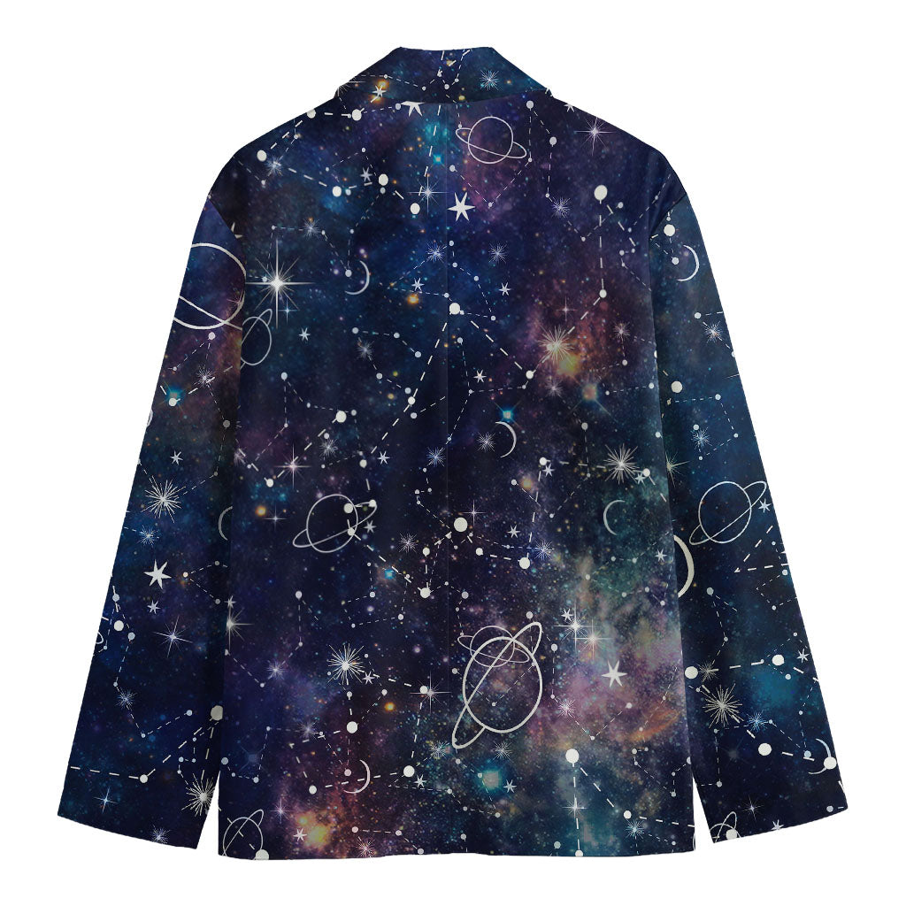 Constellation Galaxy Space Print Men's Cotton Blazer