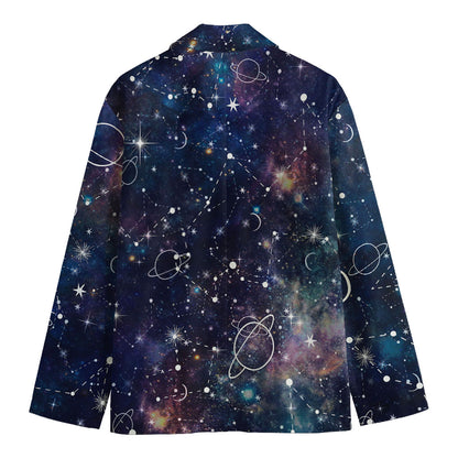 Constellation Galaxy Space Print Men's Cotton Blazer