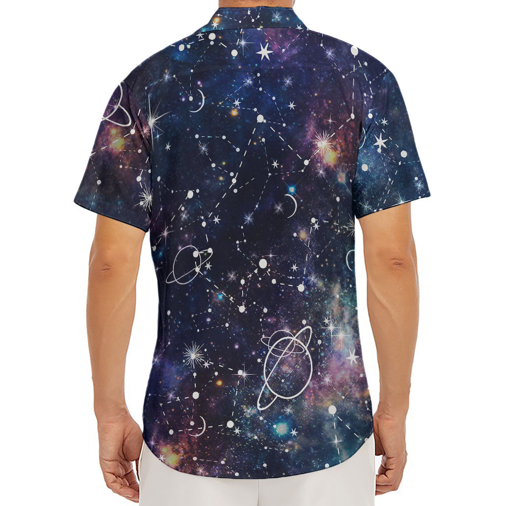 Constellation Galaxy Space Print Men's Deep V-Neck Shirt