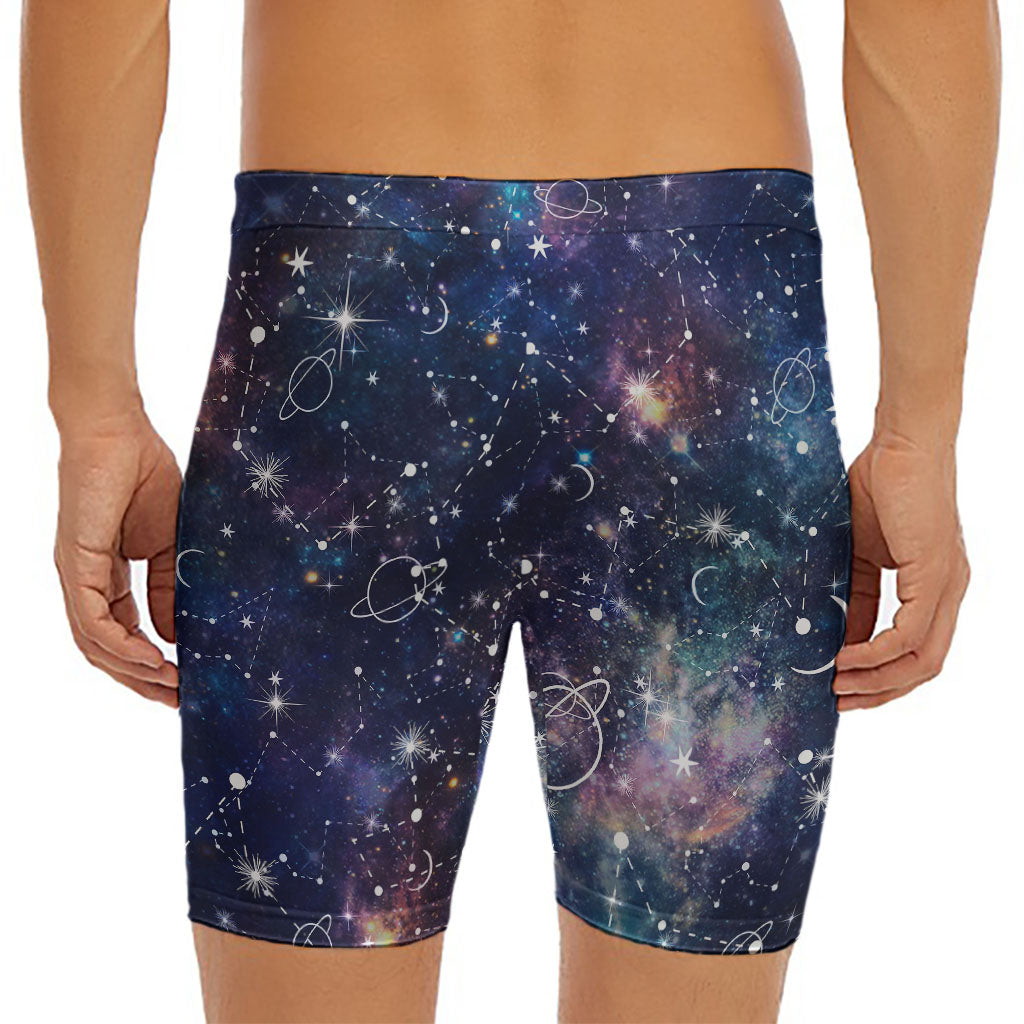 Constellation Galaxy Space Print Men's Long Boxer Briefs
