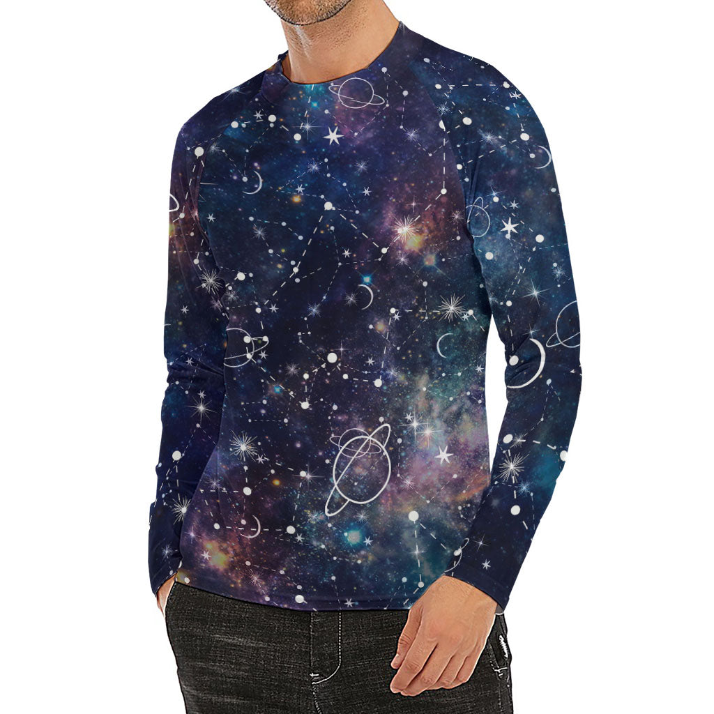 Constellation Galaxy Space Print Men's Long Sleeve Rash Guard