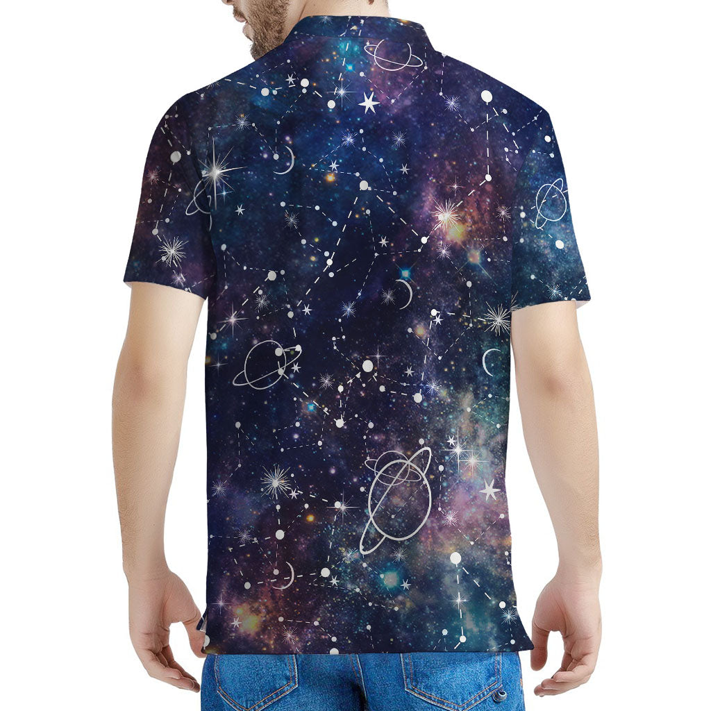 Constellation Galaxy Space Print Men's Polo Shirt