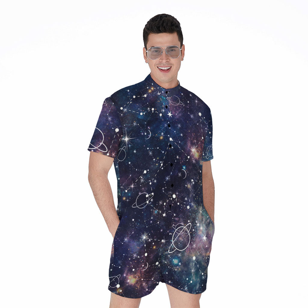 Constellation Galaxy Space Print Men's Rompers