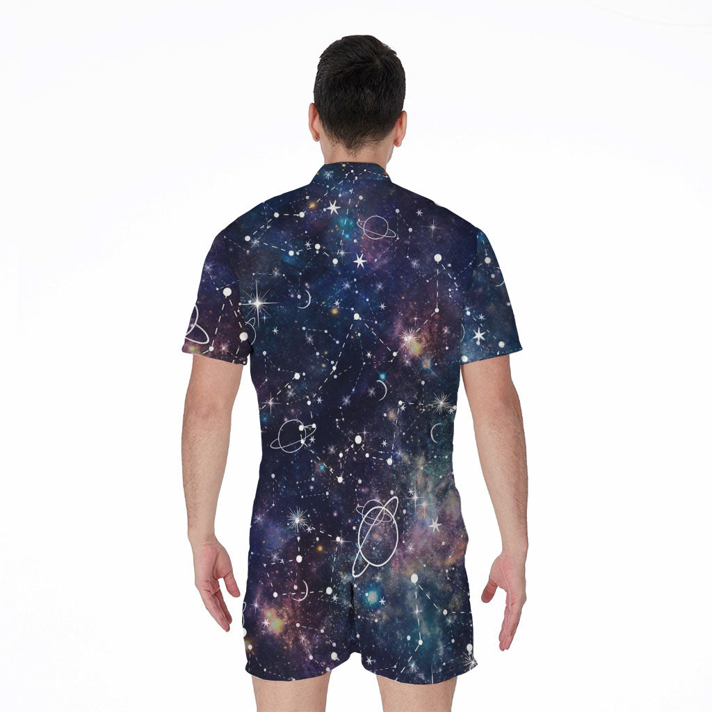 Constellation Galaxy Space Print Men's Rompers