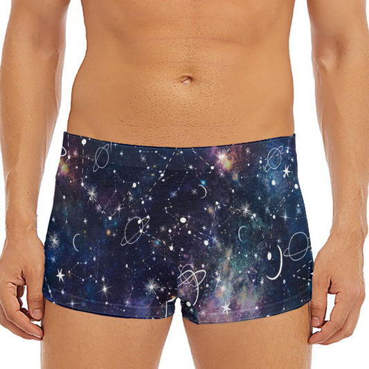 Constellation Galaxy Space Print Men's Short Boxer Briefs