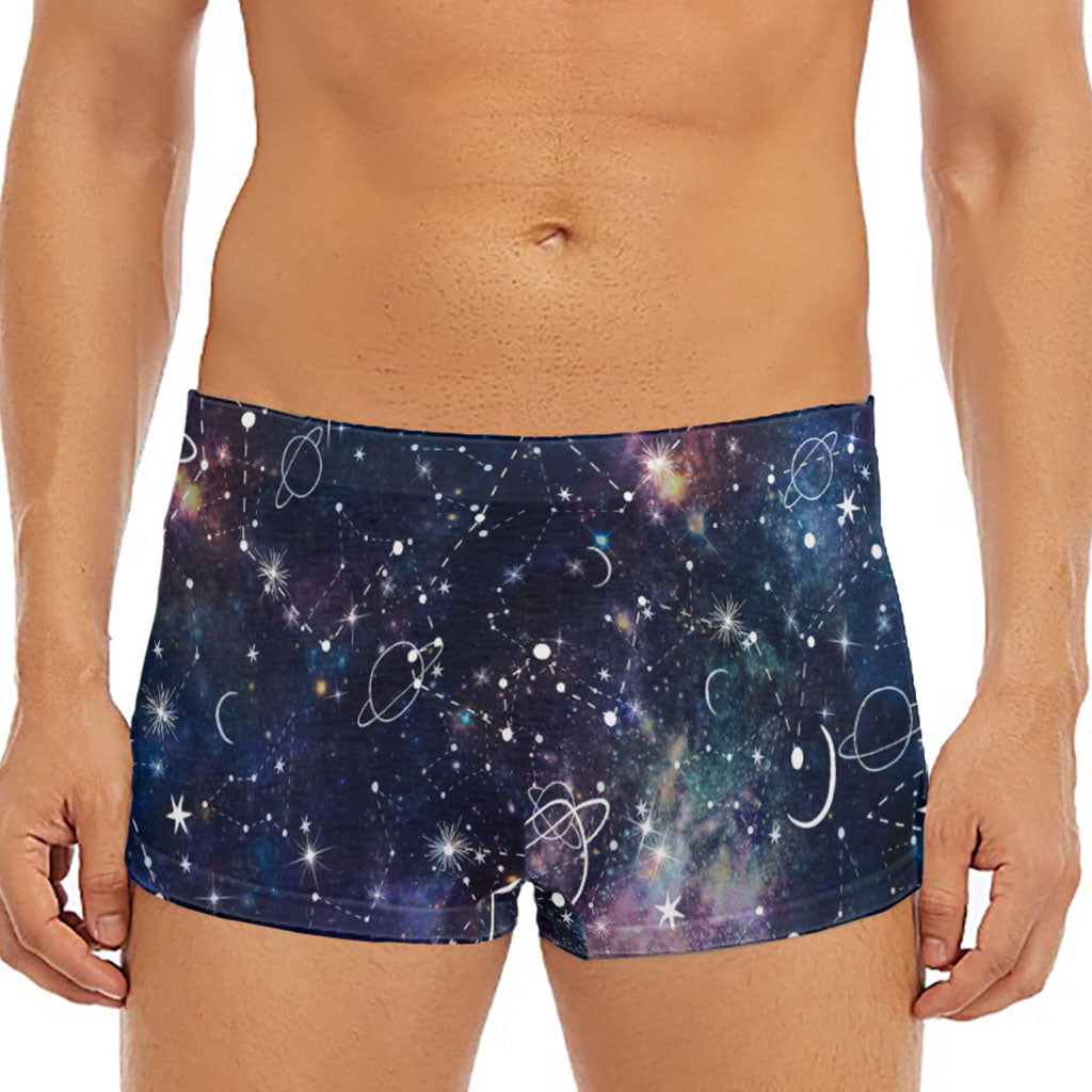 Constellation Galaxy Space Print Men's Short Boxer Briefs