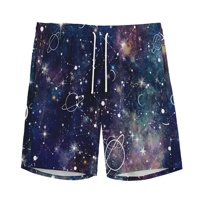 Constellation Galaxy Space Print Men's Sports Shorts