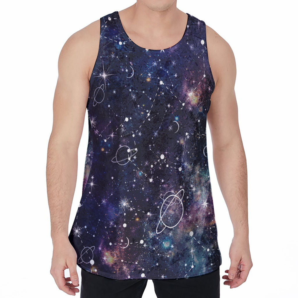 Constellation Galaxy Space Print Men's Velvet Tank Top