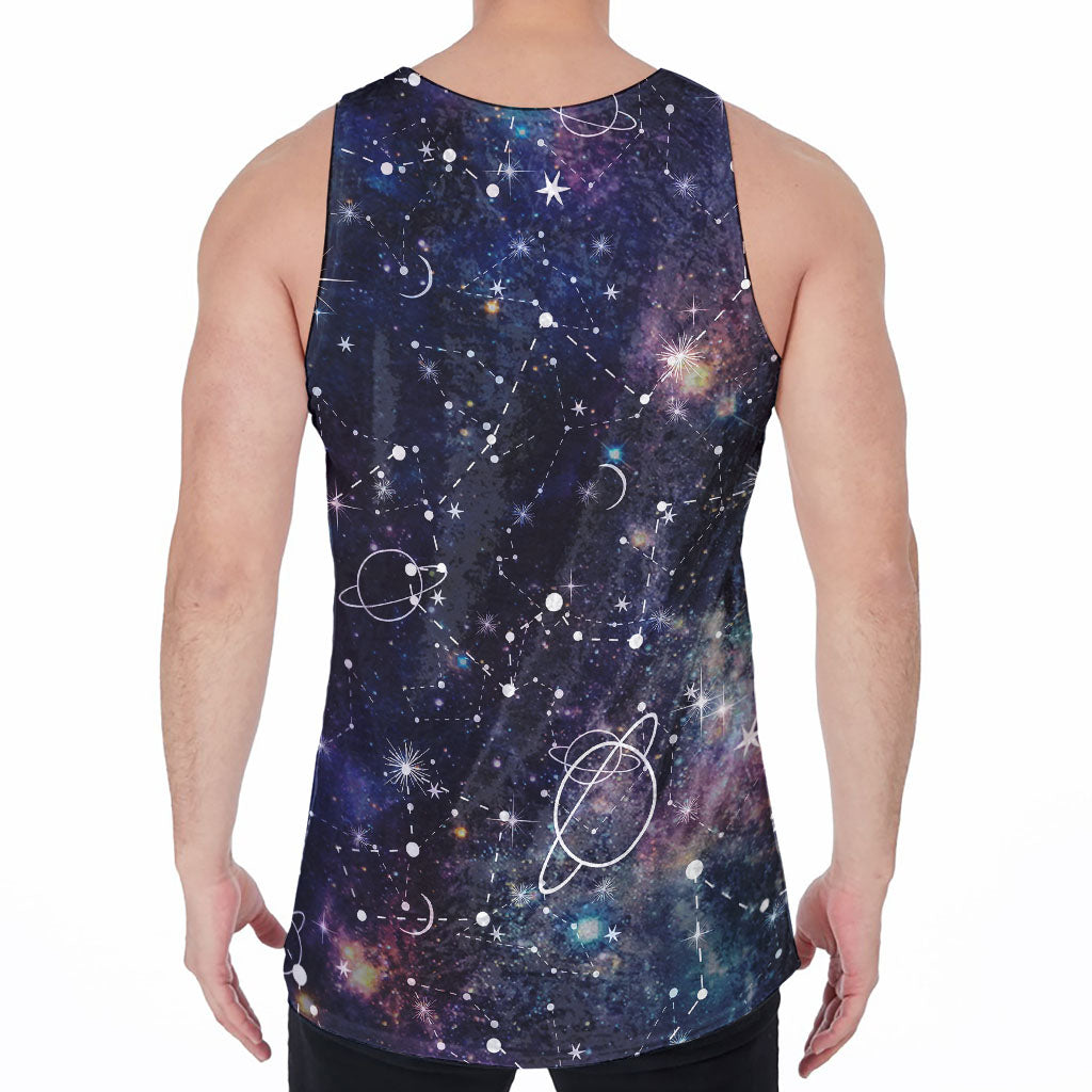 Constellation Galaxy Space Print Men's Velvet Tank Top