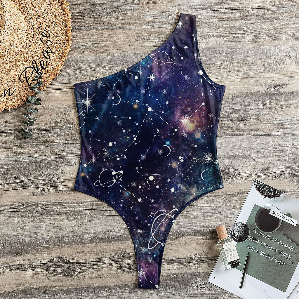 Constellation Galaxy Space Print One Shoulder Bodysuit