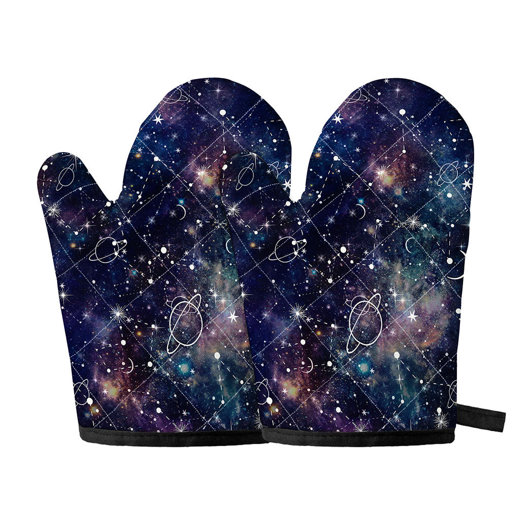 Constellation Galaxy Space Print Oven Mitts