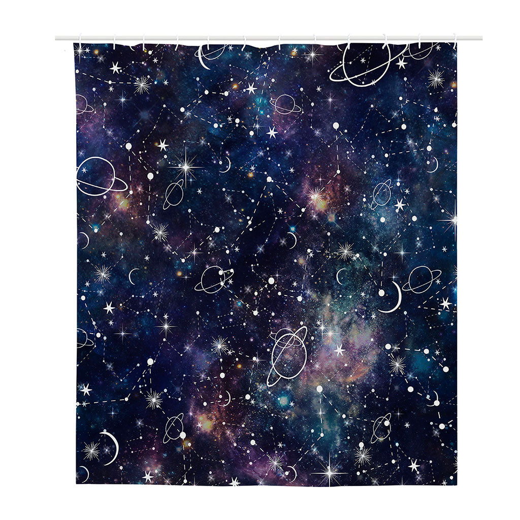 Constellation Galaxy Space Print Polyester Shower Curtain