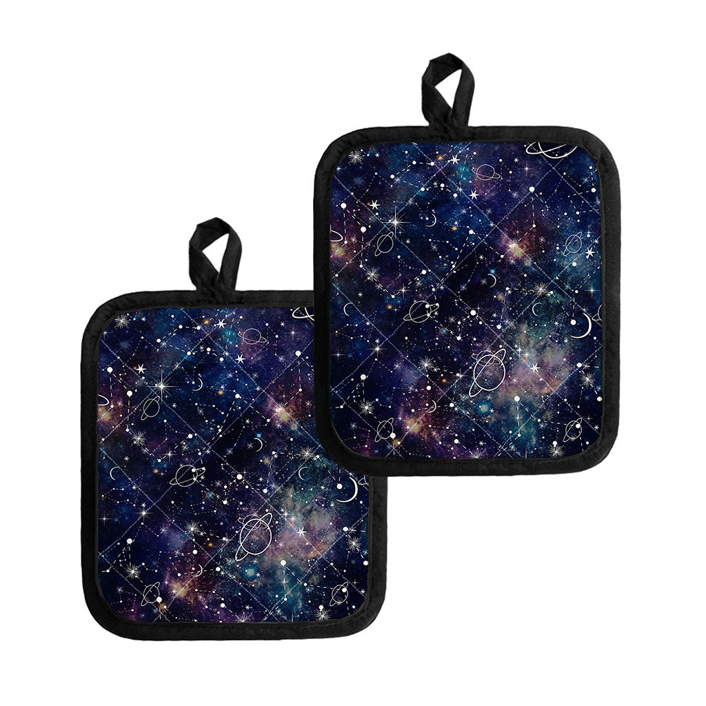 Constellation Galaxy Space Print Pot Holders