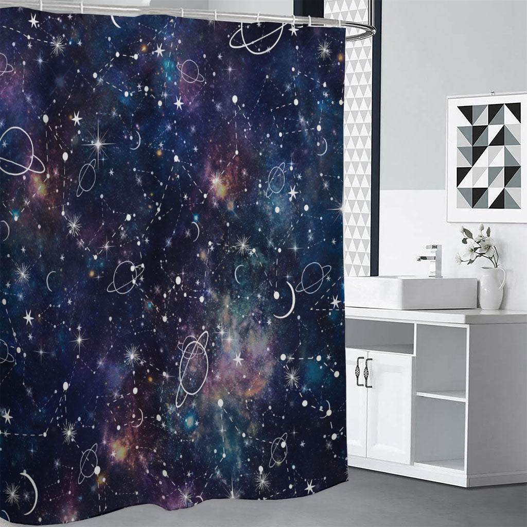 Constellation Galaxy Space Print Premium Shower Curtain