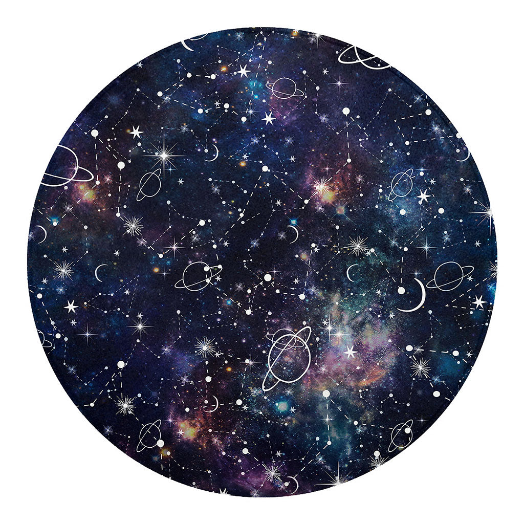 Constellation Galaxy Space Print Round Blanket