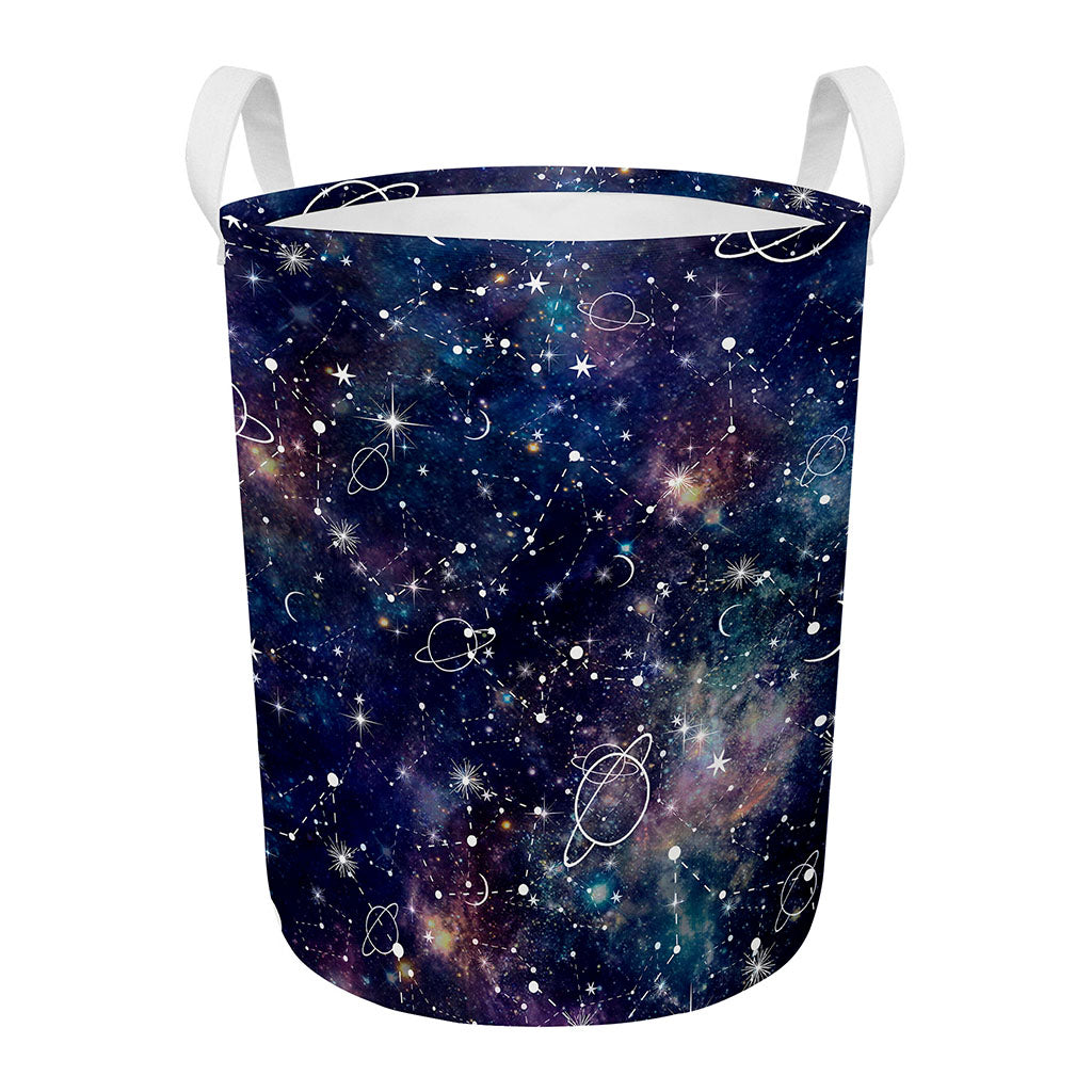 Constellation Galaxy Space Print Round Laundry Basket