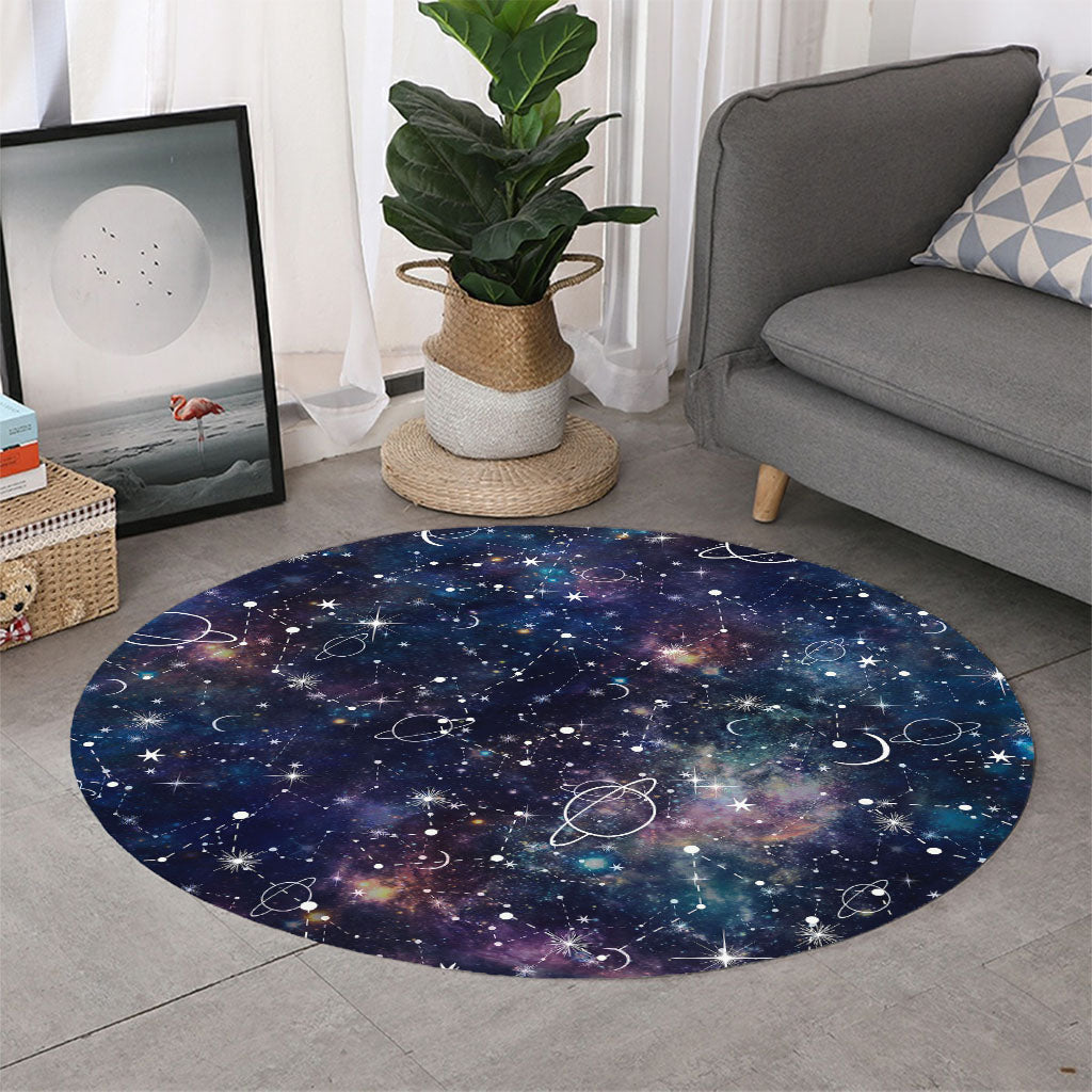 Constellation Galaxy Space Print Round Rug