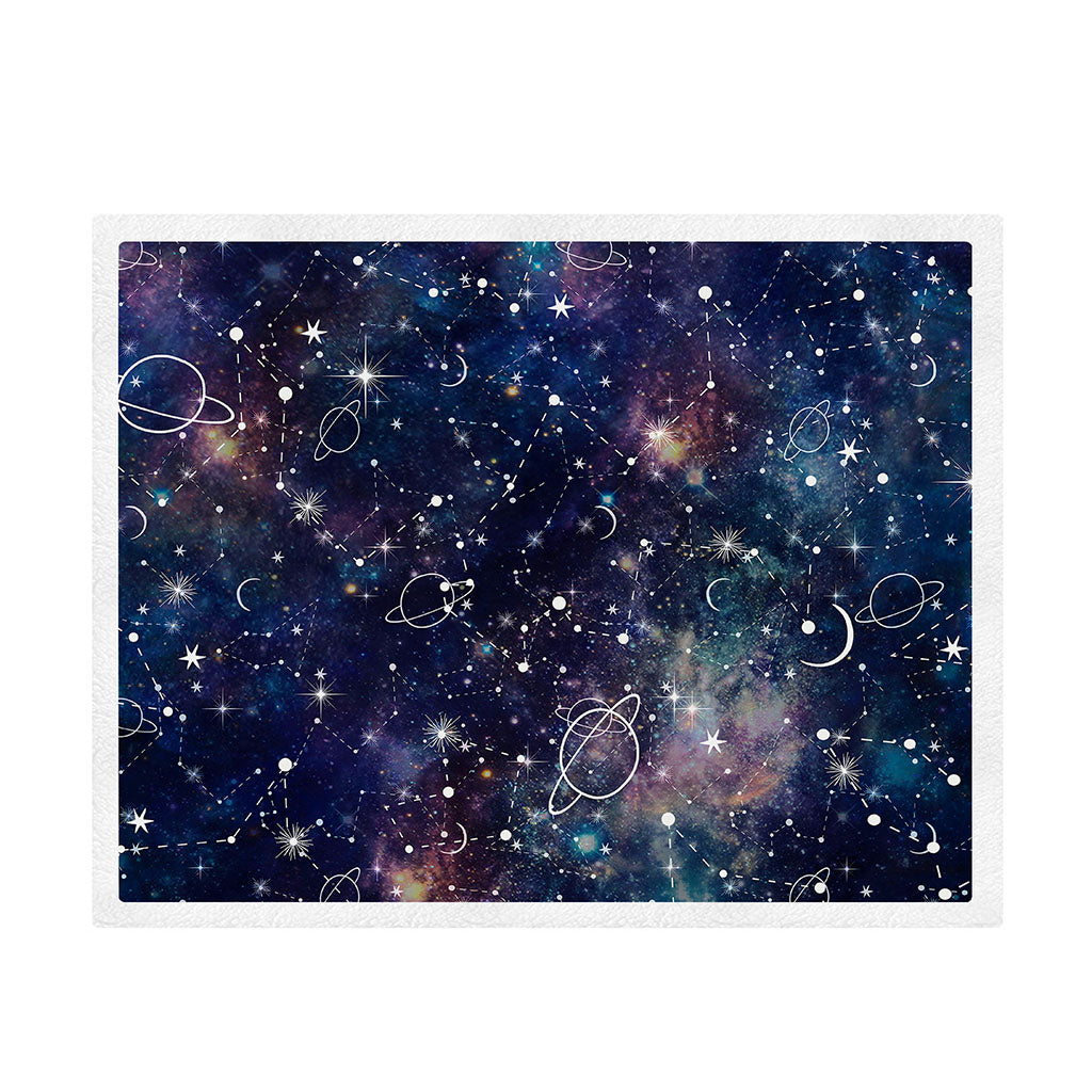 Constellation Galaxy Space Print Sherpa Blanket