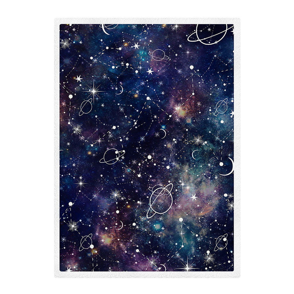 Constellation Galaxy Space Print Sherpa Blanket
