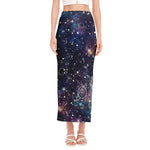 Constellation Galaxy Space Print Side Slit Maxi Skirt