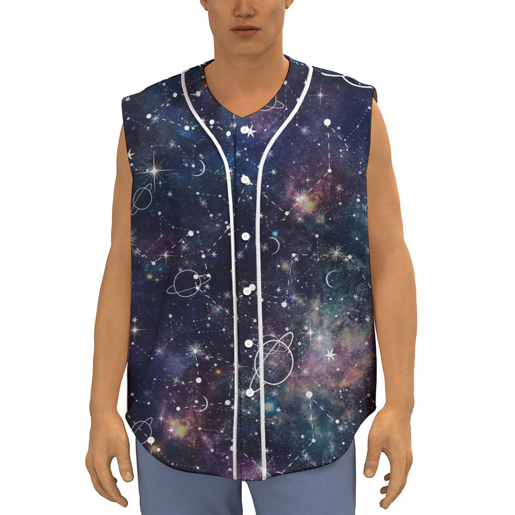 Constellation Galaxy Space Print Sleeveless Baseball Jersey