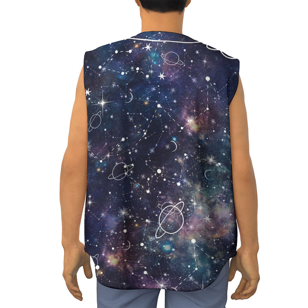 Constellation Galaxy Space Print Sleeveless Baseball Jersey