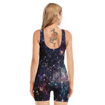 Constellation Galaxy Space Print Sleeveless One Piece Swimsuit