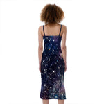 Constellation Galaxy Space Print Slim Fit Midi Cami Dress