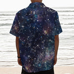 Constellation Galaxy Space Print Textured Short Sleeve Shirt