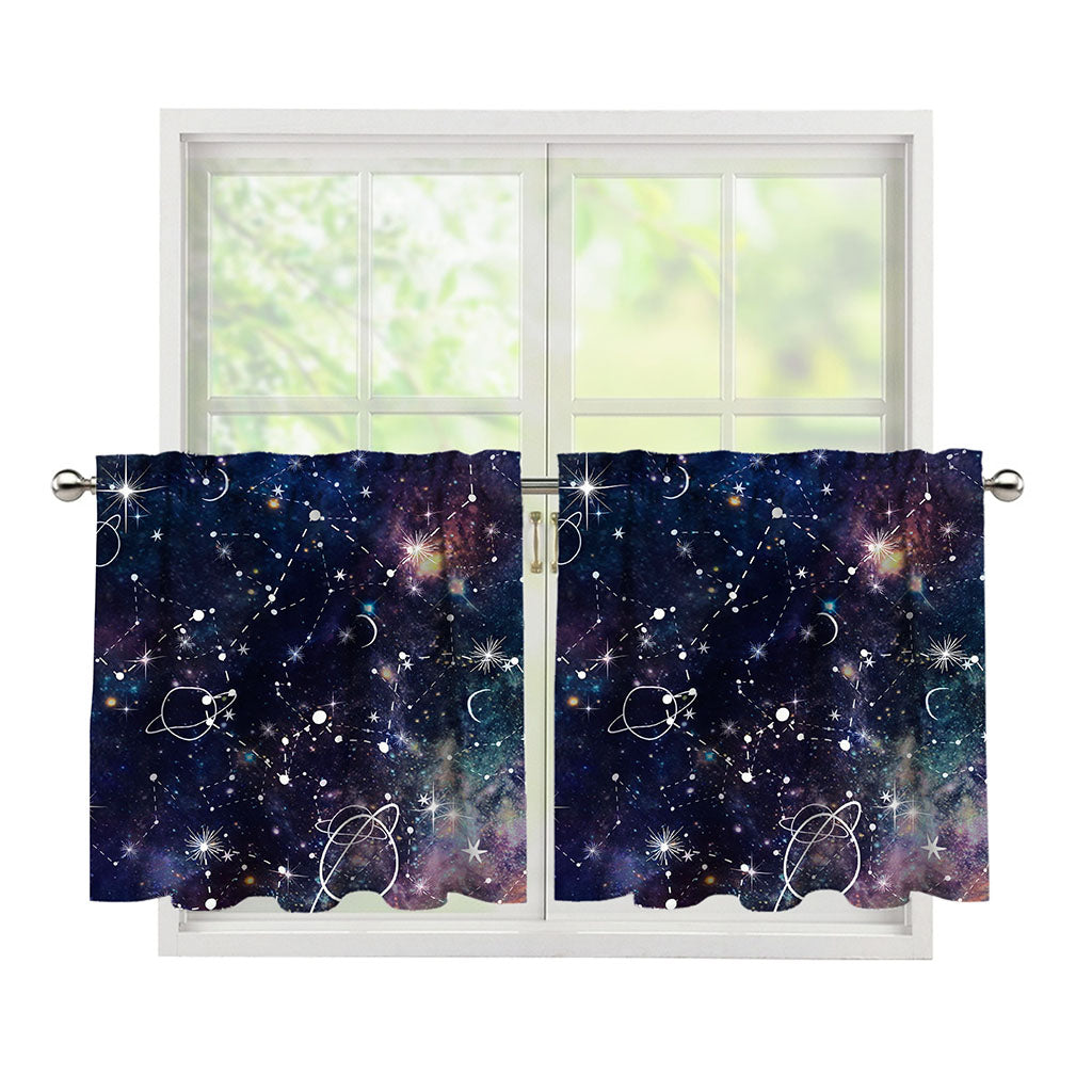 Constellation Galaxy Space Print Tier Curtains